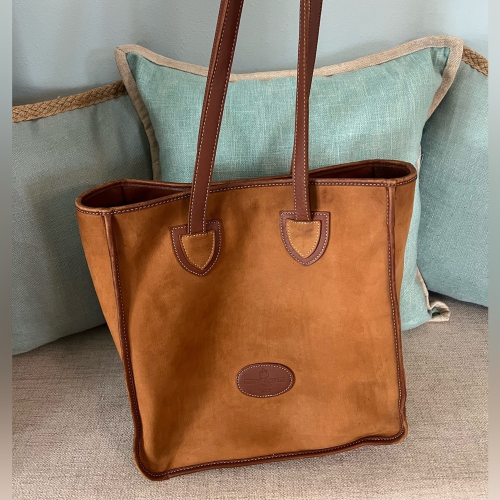 Vintage McGuire Nicholas Heavy Leather Distressed Suede Tote Bag